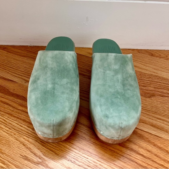Charlotte Stone Martino Low Heel Clog in Turquoise Suede - Picture 3 of 7